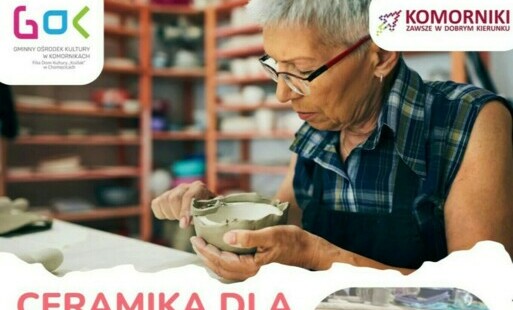 Plakat informujący o kursie Ceramiki dla osób dorosłych w Domu Kultury w Rosnówku