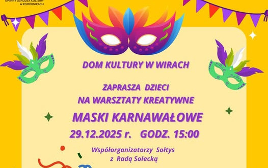 Zdjęcie do Warsztaty Kreatywne MASKI KARNAWAŁOWE w Wirach