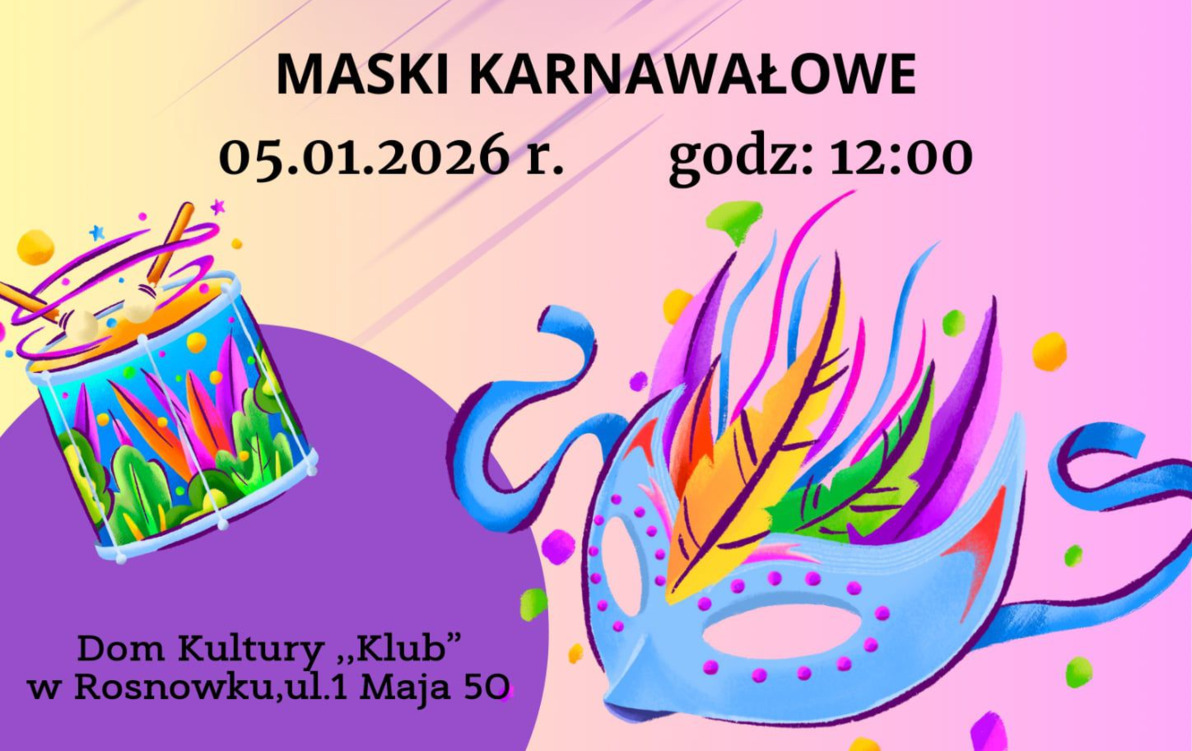 Zdjęcie do Warsztaty Kreatywne - Maski Karnawałowe w Rosn&oacute;wku